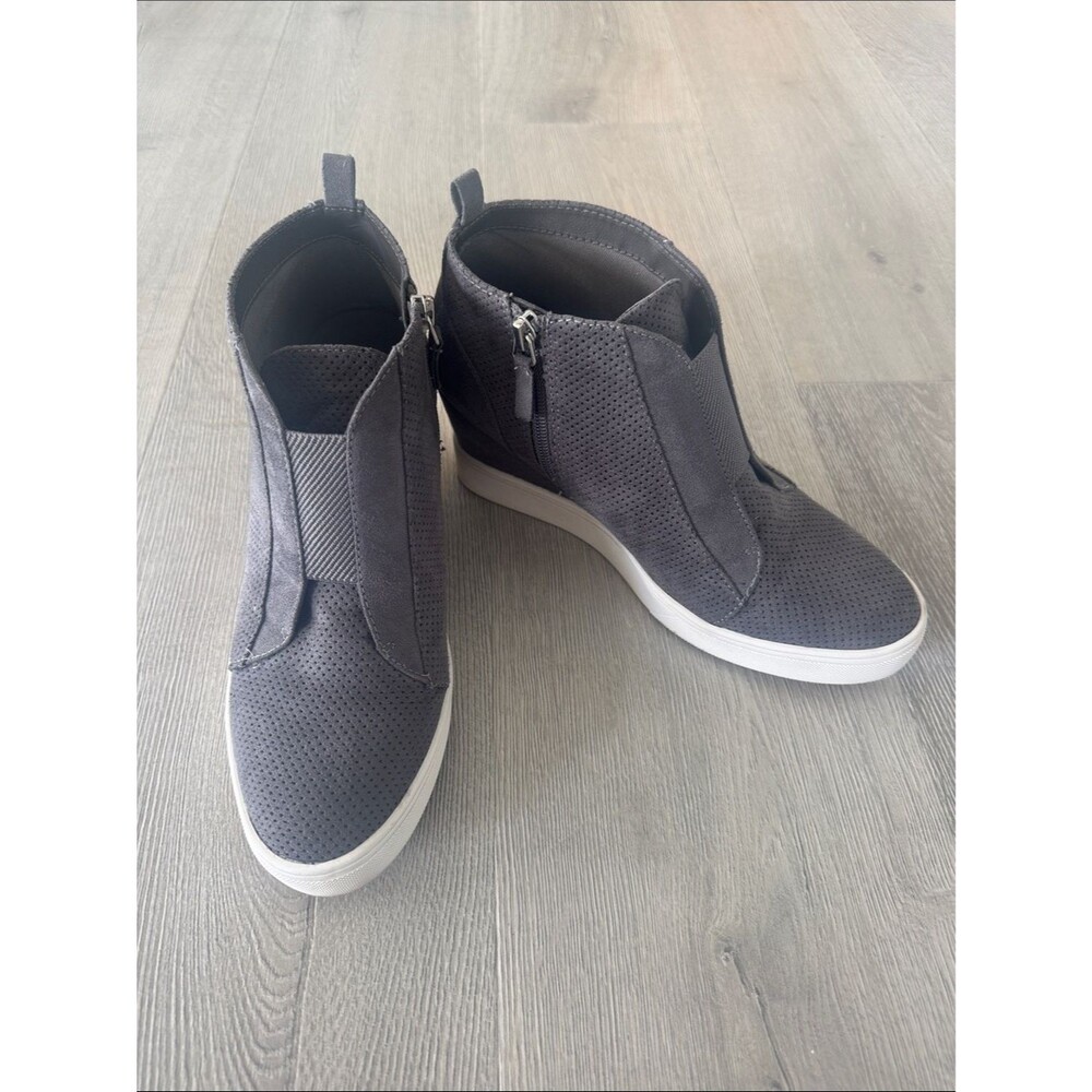 Women's Gray Perforated Wedge Sneaker Boots